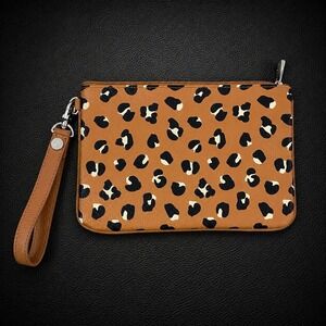 Jewell by Thirty-One Leopard Print Wristlet Clutch Cosmetic Bag Vegan Leather